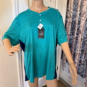 Casual Teal and Navy Men's Short Sleeve Tee